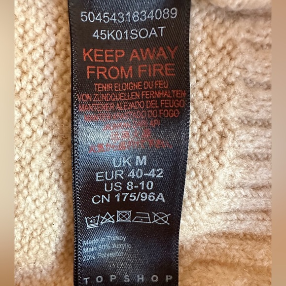 Top Shop Oversized Cropped Cardigan Sweater Oatmeal Color Women’s Sz 8-10 - Picture 5 of 10